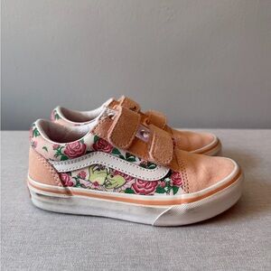 Floral frog princess Kids Vans sneakers with Velcro Straps